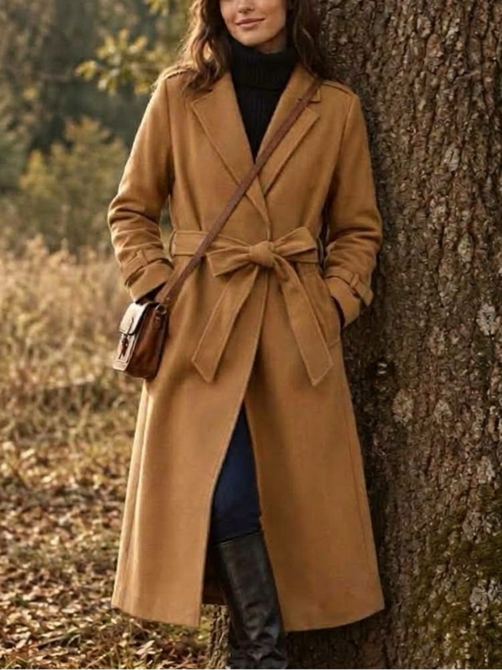 ✨ A New Day Camel Double Breasted Belted Long Coat - Size XL